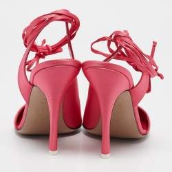 Pre Owned The Attico Pink Satin Carrie Ankle Wrap Pumps Size 40.5