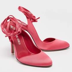Pre Owned The Attico Pink Satin Carrie Ankle Wrap Pumps Size 40.5