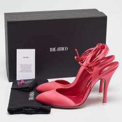 Pre Owned The Attico Pink Satin Carrie Ankle Wrap Pumps Size 40.5
