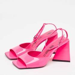 The Attico Pink Leather Piper Ankle Strap Sandals Size 38