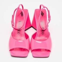 The Attico Pink Leather Piper Ankle Strap Sandals Size 38