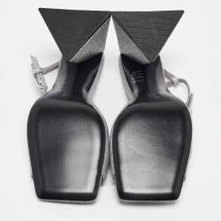 The Attico Silver Glitter Piper Ankle Strap Sandals Size 36