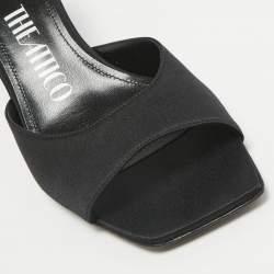 Pre Owned The Attico Black Satin Kaia Slide Sandals Size 36