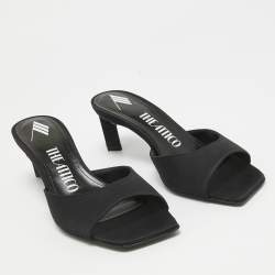 Pre Owned The Attico Black Satin Kaia Slide Sandals Size 36
