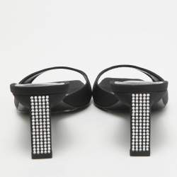 Pre Owned The Attico Black Satin Kaia Slide Sandals Size 36