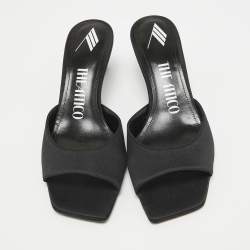 Pre Owned The Attico Black Satin Kaia Slide Sandals Size 36