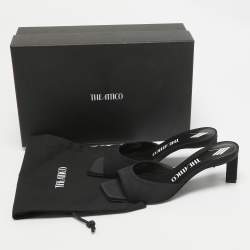 Pre Owned The Attico Black Satin Kaia Slide Sandals Size 36