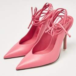 The Attico Pink Leather Venus Ankle Tie Pumps Size 38