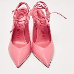 The Attico Pink Leather Venus Ankle Tie Pumps Size 38
