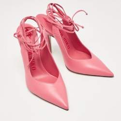 The Attico Pink Leather Venus Ankle Tie Pumps Size 38