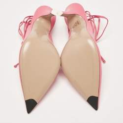 The Attico Pink Leather Venus Ankle Tie Pumps Size 38