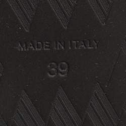 Pre Owned The Attico Black Leather Zip Up  Knee Length Boots Size 39