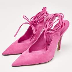 The Attico Pink Suede Venus Ankle Wrap Pumps Size 39