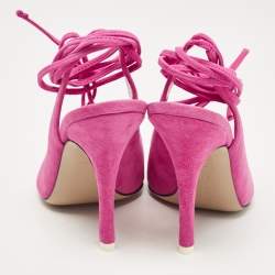 The Attico Pink Suede Venus Ankle Wrap Pumps Size 39