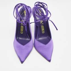The Attico Violet Satin Venus Ankle Wrap Pumps Size 38
