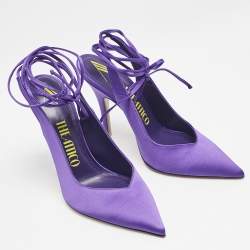 The Attico Violet Satin Venus Ankle Wrap Pumps Size 38