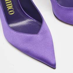 The Attico Violet Satin Venus Ankle Wrap Pumps Size 38