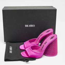 The Attico Fuchsia Satin Crystal Embellished Luz Mules Size 37
