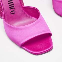 The Attico Fuchsia Satin Crystal Embellished Luz Mules Size 37