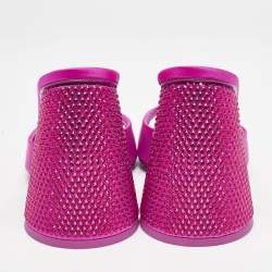 The Attico Fuchsia Satin Crystal Embellished Luz Mules Size 37