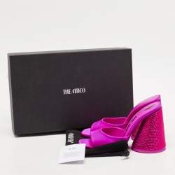 The Attico Fuchsia Satin Crystal Embellished Luz Mules Size 37