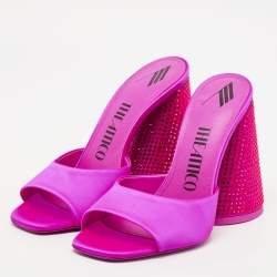 The Attico Fuchsia Satin Crystal Embellished Luz Mules Size 37