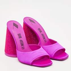 The Attico Fuchsia Satin Crystal Embellished Luz Mules Size 37
