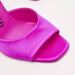 The Attico Fuchsia Satin Crystal Embellished Luz Mules Size 37