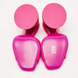 The Attico Fuchsia Satin Crystal Embellished Luz Mules Size 37