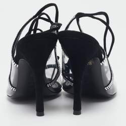 The Attico Transparent PVC and Suede Crystal Embellished Venus Pumps Size 38