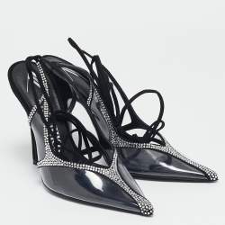 The Attico Transparent PVC and Suede Crystal Embellished Venus Pumps Size 38