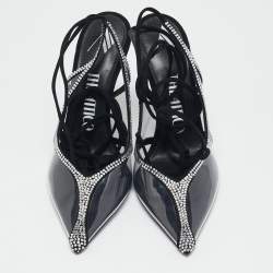 The Attico Transparent PVC and Suede Crystal Embellished Venus Pumps Size 38