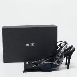 The Attico Transparent PVC and Suede Crystal Embellished Venus Pumps Size 38