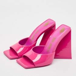 The Attico Fuchsia Patent Leather Devon Slide Sandals Size 37