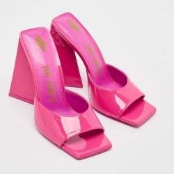 The Attico Fuchsia Patent Leather Devon Slide Sandals Size 37