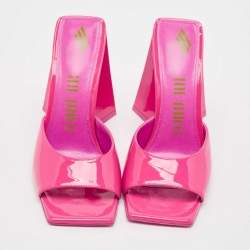 The Attico Fuchsia Patent Leather Devon Slide Sandals Size 37