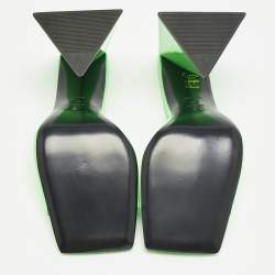 The Attico Neon Green Patent Leather Devon Slide Sandals Size 40