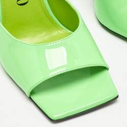 The Attico Neon Green Patent Leather Devon Slide Sandals Size 40