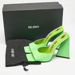 The Attico Neon Green Patent Leather Devon Slide Sandals Size 40