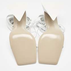 The Attico White Leather and PVC Isa Ankle Wrap Sandals Size 38