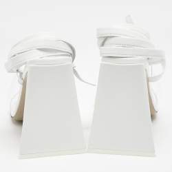 The Attico White Leather and PVC Isa Ankle Wrap Sandals Size 38