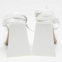 The Attico White Leather and PVC Isa Ankle Wrap Sandals Size 38