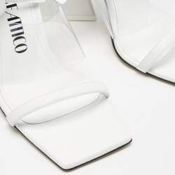 The Attico White Leather and PVC Isa Ankle Wrap Sandals Size 38