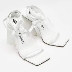 The Attico White Leather and PVC Isa Ankle Wrap Sandals Size 38