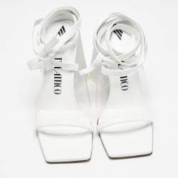 The Attico White Leather and PVC Isa Ankle Wrap Sandals Size 38