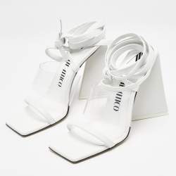 The Attico White Leather and PVC Isa Ankle Wrap Sandals Size 38