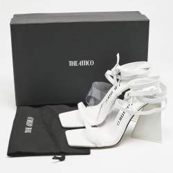 The Attico White Leather and PVC Isa Ankle Wrap Sandals Size 38