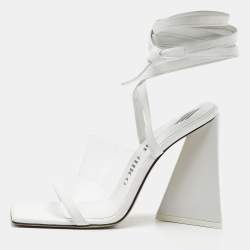 The Attico White Leather and PVC Isa Ankle Wrap Sandals Size 38