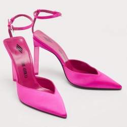 The Attico Pink Satin Perine Ankle Strap Pumps Size 37