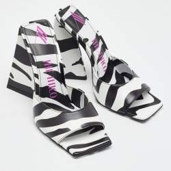The Attico Black/White Zebra Print Leather Devon Open Toe Sandals Size 36